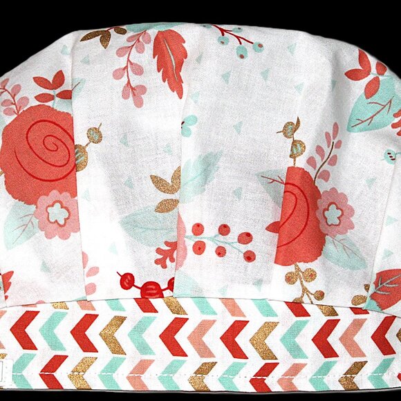 NWOT Handmade Pastel Roses Bouffant Scrub Cap- arrows, gold highlights - Picture 2 of 6